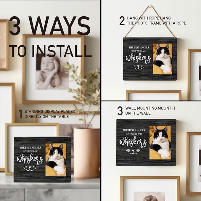 IAXIC Pet Memorial Gifts for Cats, Cat Loss Of Cat, Sympathy Gift Picture Frame, Gifts, Remembrance Photo Frame Desk Table Bedroom Decor