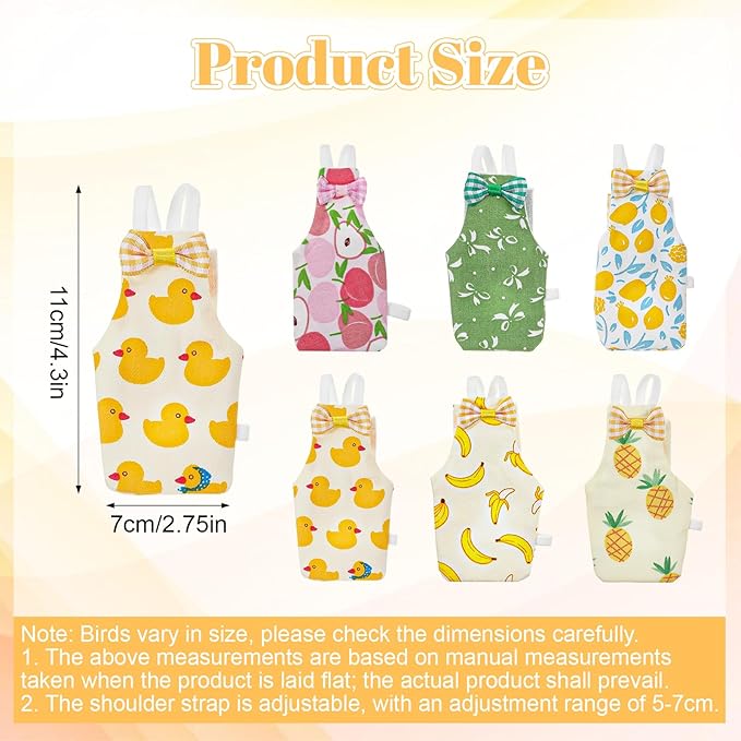 6Pcs Bird Diaper, Reusable Parrot Diapers with Waterproof Inner - Washable Pet Bird Diapers for Cockatiel Budgie Lovebird Parakeet Canary Monk (Medium)