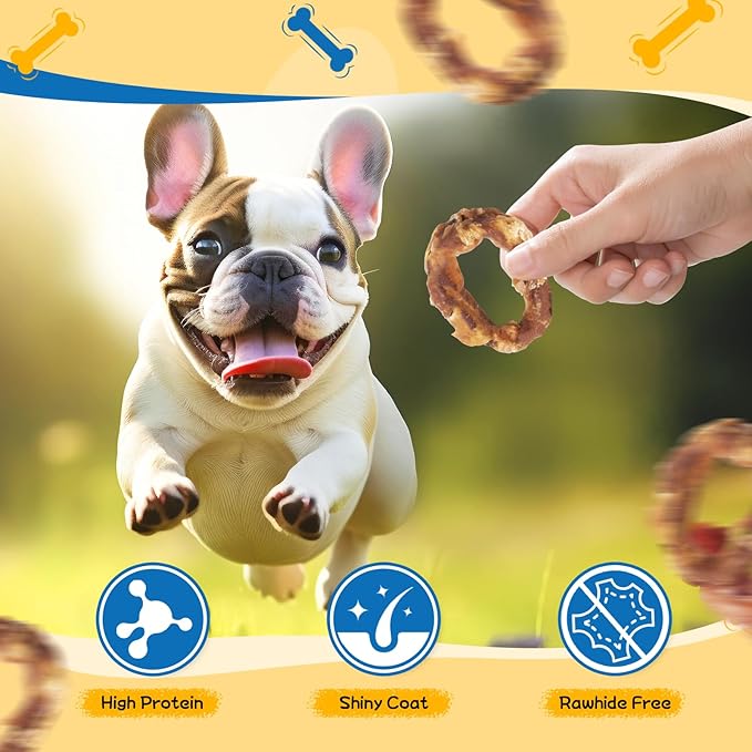 gazeupon Dog Treats, Chicken Wrapped Meat Ring, Made with Real Chicken and Beef, Healthy Dog Chews for Large Breed, Rawhide Free, w/Glucosamine Chondroitin
