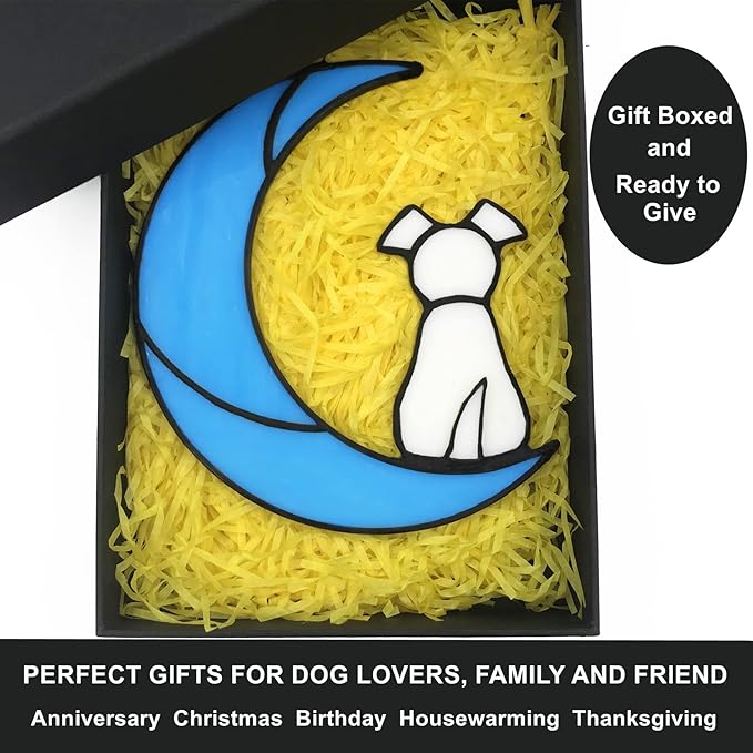 Stained Glass Rainbow Bridge White Dog Memorial Gifts for Loss of Dog Sympathy Remembrance Suncatcher, Angel Wings Pet Loss Bereavement Gifts in Memory of Pet Passing Away Window Hanging.