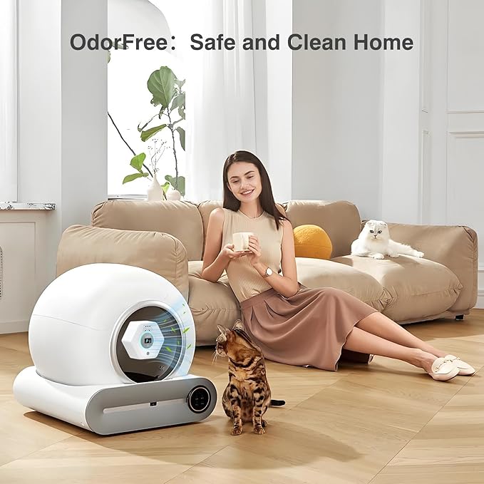 Cat Litter Odor Deodorizer - Ozone & Negative Ion Cat Odor Eliminator with Sensor Monitor, Safe Air Purifier for Pets,Odor Remover for Multi-Purpose Use