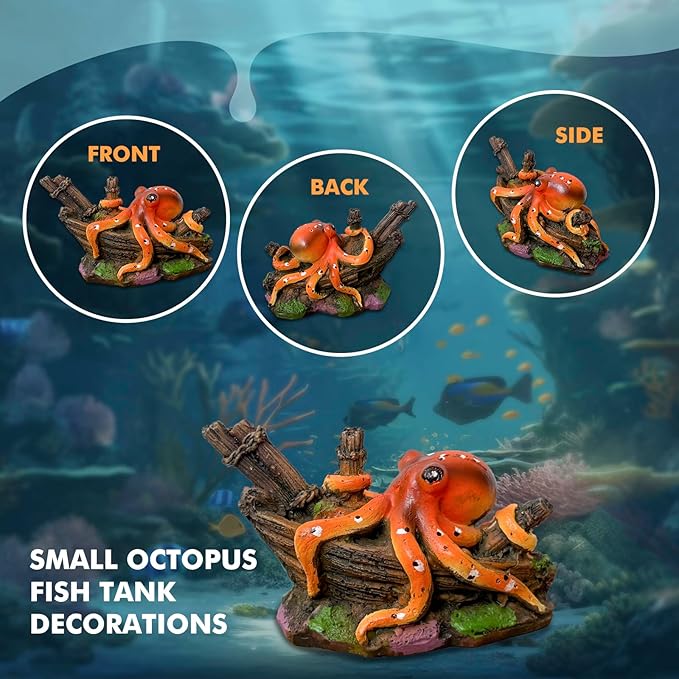 3Pcs Small Fish Tank Decor: Octopus Decorations and Floating Fish Tank Decoration for Small Aquariums