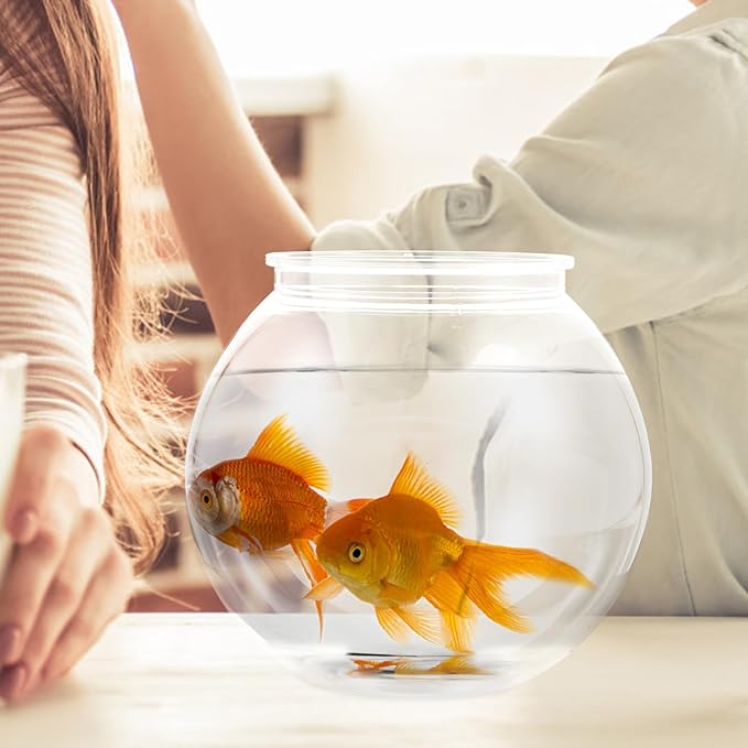 Transparent Plastic Fish Tank Small Round Aquarium for Household Goldfish with Break-Resistant Design Clear Fishbowl for Desk and Home Decoration 7 X 7 X 6.3