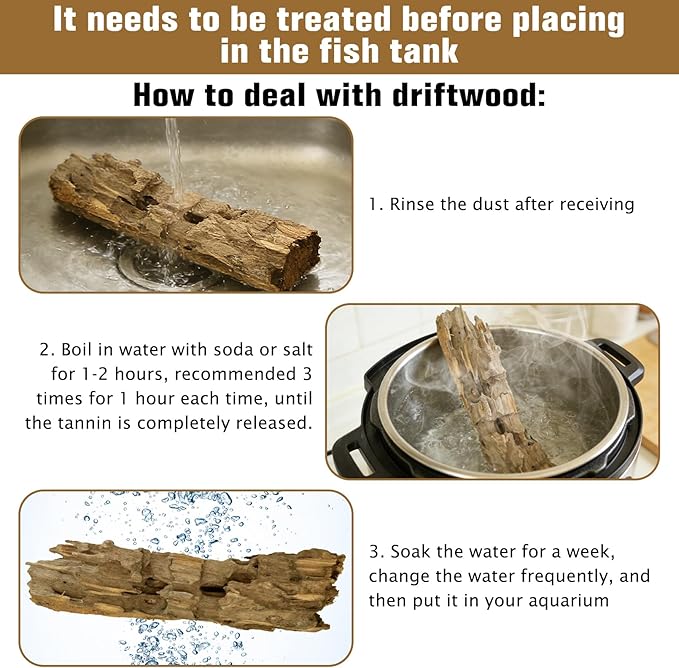 PINVNBY Natural Driftwood for Aquarium Large Reptile Terrarium Decor Decorations Assorted Branches Dearded Dragon Tank Accessories (Slim Style: 7.87-11.8 inches/3 Pack)