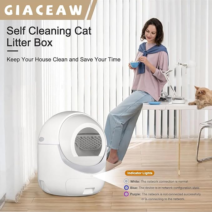 Smart Self-Cleaning Cat Litter Box – Automatic Odor Control, App Monitoring & Ultra-Quiet Design for Multi-Cat Homes