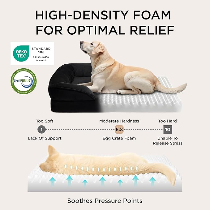 Bedsure XL Plus Orthopedic Dog Bed for Extra Large Dogs - Washable XLarge Dog Cat Bed Waterproof, Comfort Dogs Couch Sofa with Washable Removable Cover, Pet Bed with Nonskid Bottom, Black, 48"