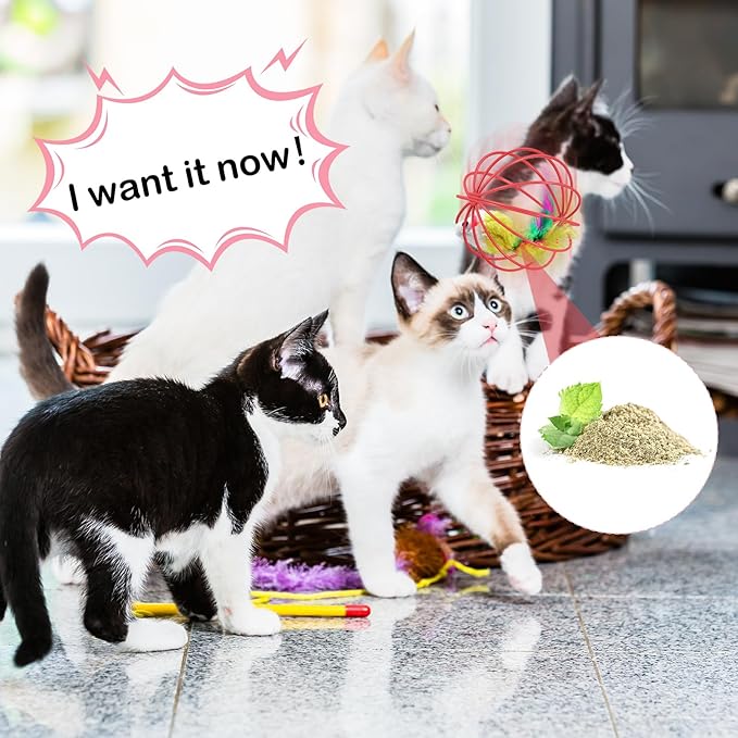 Jecery 5 Pcs Cat Spring Balls Toys Stretchable Rolling Balls Colorful Playful Coils Interactive Action Toy Caged Rats for Kitten Pet Supplies (Metal Cage,Multicolor)