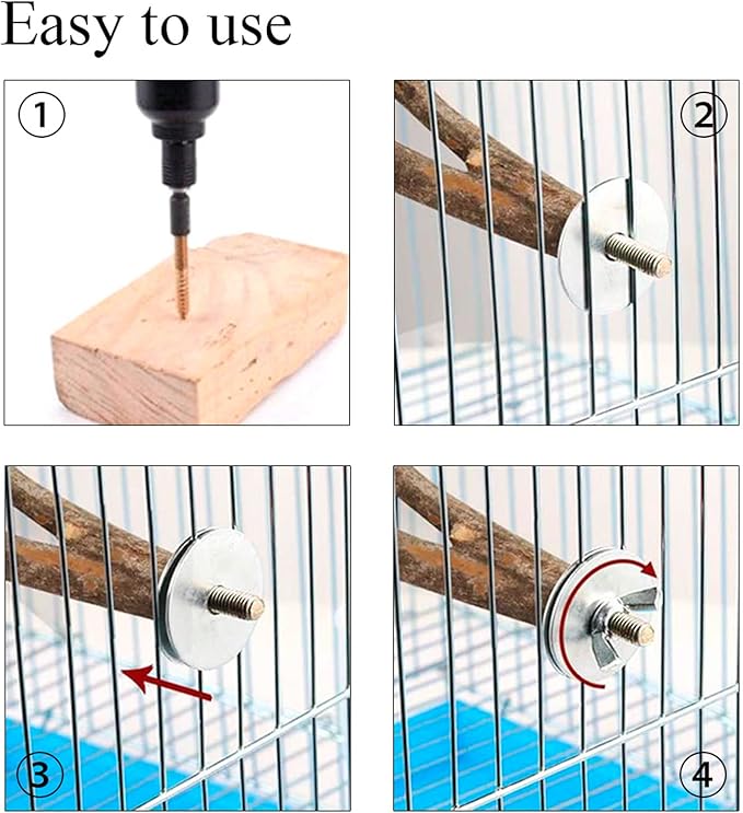 12 Sets Bird Cage Screws Bird Perch Stand Platform Accessories 24 Washers 12 Screws 12 Wing Nuts Hardware for Fixing Bird Playground Perch Food Bowls Feeder Breeding Box