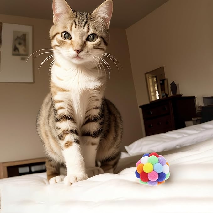 Cat Toys 6PCS - 2.36" Soft Plush Balls for Kittens & Indoor Cats | Machine-Washable Fuzzy Chew Toys, Noiseless Squeeze Play with Vibrant Colors, Durable Kitten Toy Balls (Multicolor)