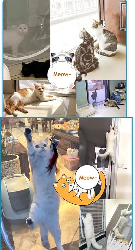 DOOREASY Pet Screen Door, Upgraded Cat Resistant Screen Door to Stop Cats Running Out, Easy Install Pet Door Mesh Screen with Zipper Closure, No Slightest Gap, Fresh Air in (Fits Doors Up to 36"x83")