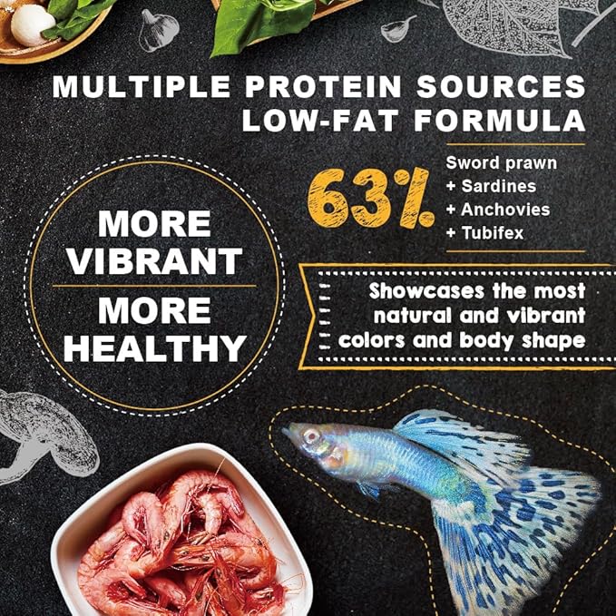 Ultra Fresh Apex Guppy Fish Food, Growth Formula with Natural Ingredients & Whole Nutrition 1.69oz