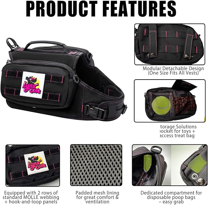 Dog Backpack for Small Medium Large Dogs,Adjustable Dog Backpack Harness with 2 Side Pockets,Vest Dog Pack for Travel,Hiking, Camping