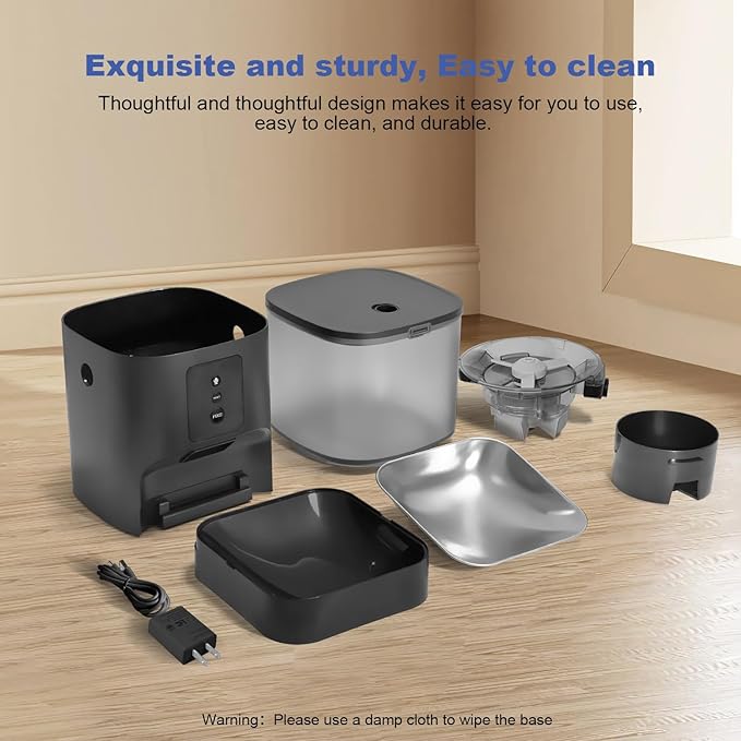 Automatic Cat Feeder, Cat Food Dispenser with 10s Voice Recorder, Pet Feeder up to 8 Meals per Day, Timed Feeder with Dry Food Sealed Ring
