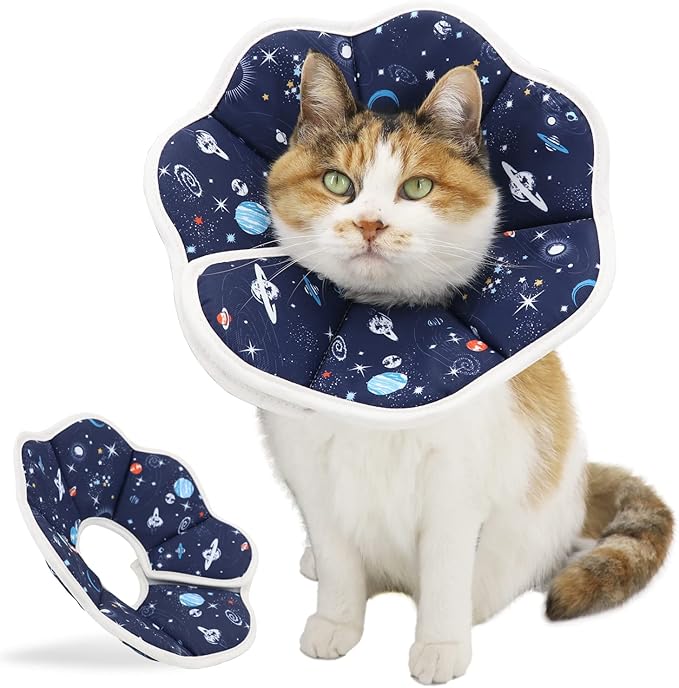 Soft Cat Cone, Adjustable Recovery Collar After Surgery to Prevent Licking Wound, Protective Cat Neck Cone, Comfortable Pet Elizabethan Collar for Cats Kittens and Puppies (L)