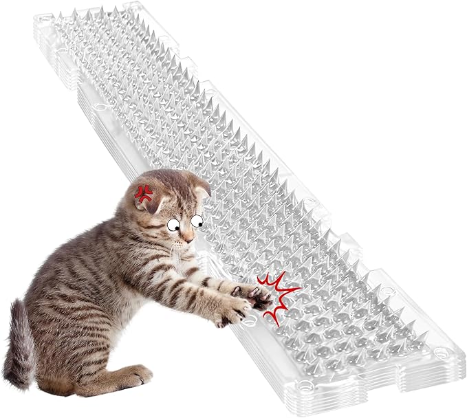 26 Pack Scat Mat for Cats - 3.3 x 16.7 Inch Cat Deterrent Mat to Keep Cats Out of Yard Permanently, Dog and Cat Spikes Mat with 0.5 Inch Sturdy Design Spike for Cat Pee Deterrent