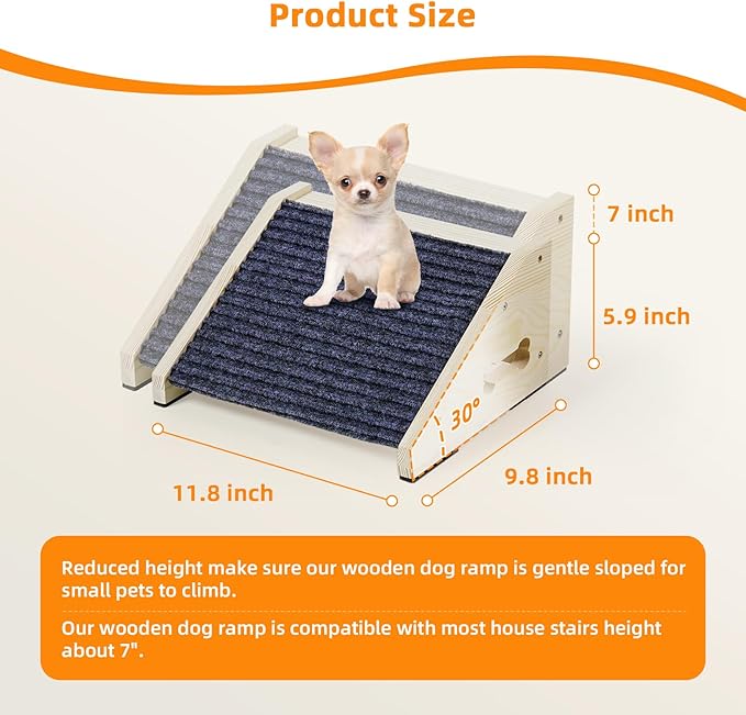 4 Pack Wooden Dog Ramp for Stairs Suits for Small Medium Large Dogs Cats, Pet Steps for Staircase Ramp for Dogs Cats, Need Installation(Gray, S: 11.8 * 9.8 * 5.9 inches)