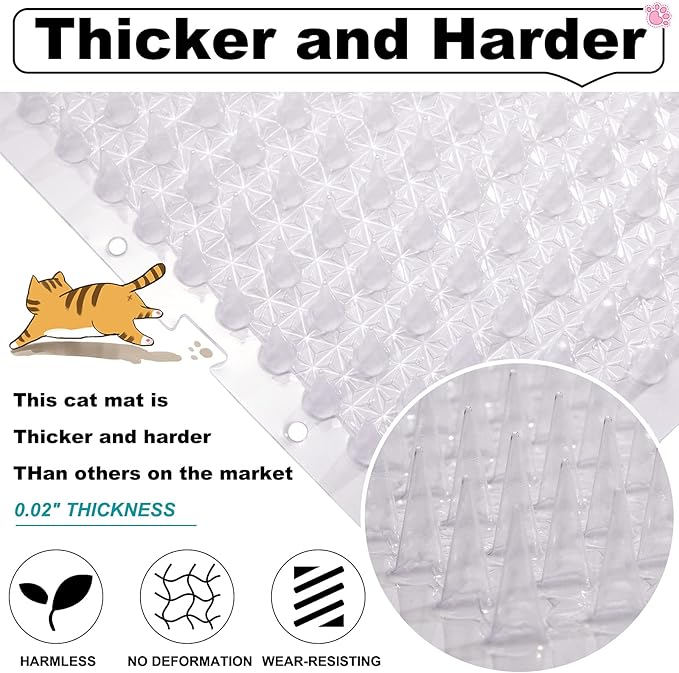 Nuanchu 12 Pieces Cat Deterrent Mat Cat Repellent Mat with Spikes Keep Dogs Off Counter Anti Pet for Outdoor Indoor Plants Garden Sofa Window(16 x 13 Inches,Clear)
