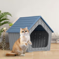 DRATO Outdoor Waterproof Cat House,23.43×22.64×22.8 Inches,Insulated Cat Shelter Feral for All Seasons,Easy to Assemble,Suitable for Cats and Small Dogs (Blue, 23.43×22.64×22.8 Inches)