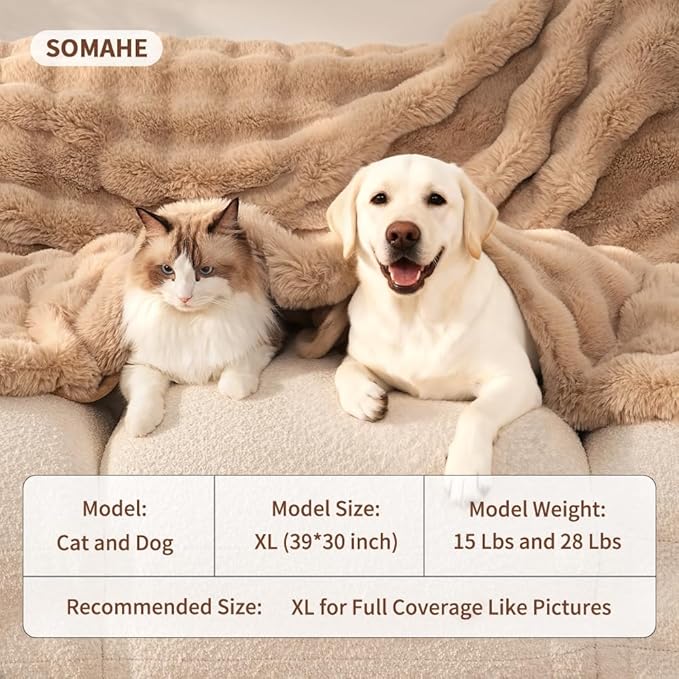 Dog Blanket Self-Warming Throw for Medium & Large Dogs, Dual-Side Sherpa Plush, Thick Crate Bed Cover & Car Seat Mat, Anti-Static Machine Washable No Shrink, 39x30 Inch Coffee