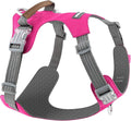 No Pull Dog Harness – Adjustable Reflective Nylon Vest for Small Medium Large Dogs, Escape Proof Training Harness with Leather Control Handle, Lightweight Aluminum Hardware (Hot Pink, XL)