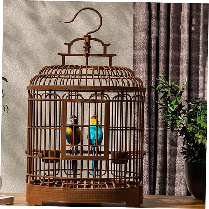 Retro Plastic Large Birdcage Villa Portable Travel Cage for Lovebirds Budgie Parrot Cage Bird Carrier