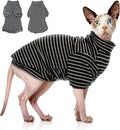 Sphynx Cat Sweater Hairless Cat Clothes Sweater Shirt Soft Warm Long Sleeves Pullover Pet Clothes Pajamas Dog Cloth for Small Dogs Jumpsuit Pet Sweaters (B&W Striped, Medium)