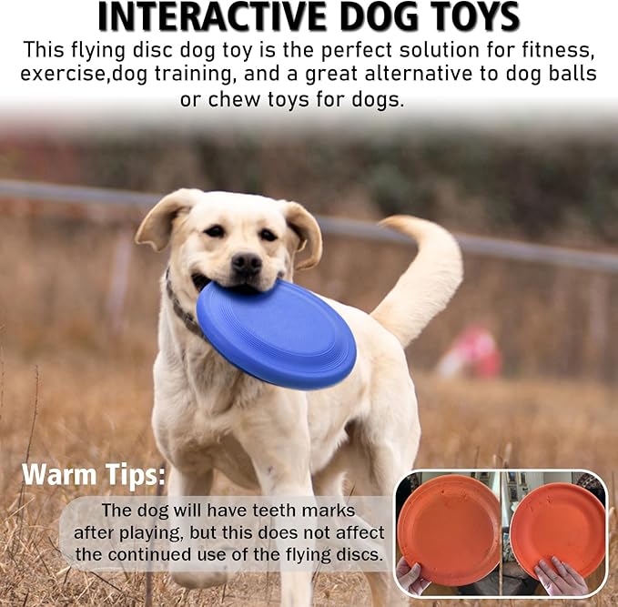 Dog Flying Disc (2 Pack) - Durable Rubber Flying Disc Dog Toy - 9.25" Indestructible Rubber Dog Fetch Toy - Puncture Resistant & Bite Resistant Extremely - for Medium Large Dogs