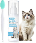 Cat Acne Chin Cleaner & Blackhead Remover – Deep Pore Feline Chin Acne Care Lotion with Silicone Brush – Cat Chin Scrubber for Black Chin Buildup – Gentle Coconut Scent – 4 fl oz