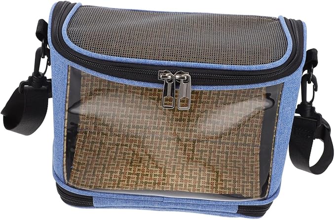 GLEAVI Parrot Carrier Bag with Breathable Mesh, Portable Crossbody Pet Shoulder Pouch for Travel and Outdoor Use, Blue Lightweight Bird Carrying Cage for Small Birds