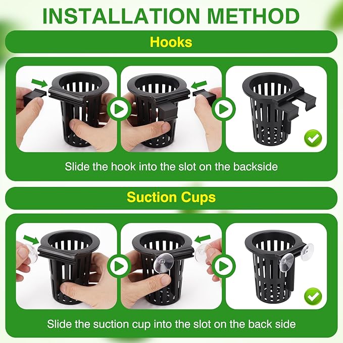 Borlech 2025 New Upgraded Large Aquarium Plant Holder with 1.57-inch Extension Hooks and Suction Cups for Fish Tank Aquaponic Plant Cultivation and Aquascape Accessories Decorations (4 PCS)