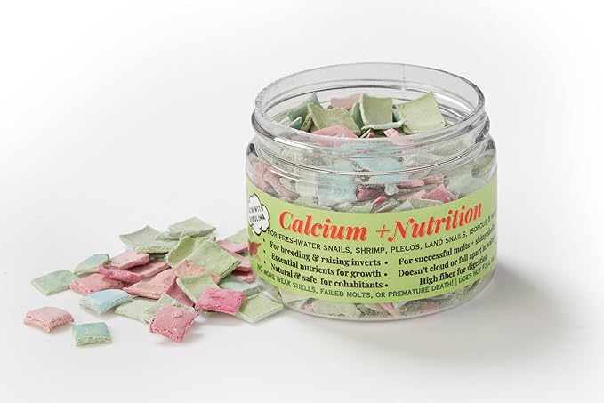 Calcium + Nutrition - For Breeding, Strong Shells, Healthy Molts, 100% Natural, Does Not Dissolve in Water, Fast Sinking For Aquatic Shrimp, Snails, Plecos and more! Biologist Made in USA