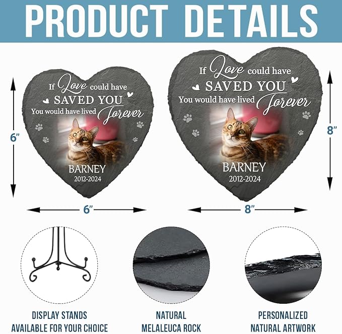 DOPTIKA Cat Memorial Gifts for Loss of Cat, Personalized Cat Memorial Stones with Photo, Pet Loss Gifts, Loss of Cat Sympathy Gift, Pet Memorial Stones, in Loving Memory Gifts for Cat Lovers