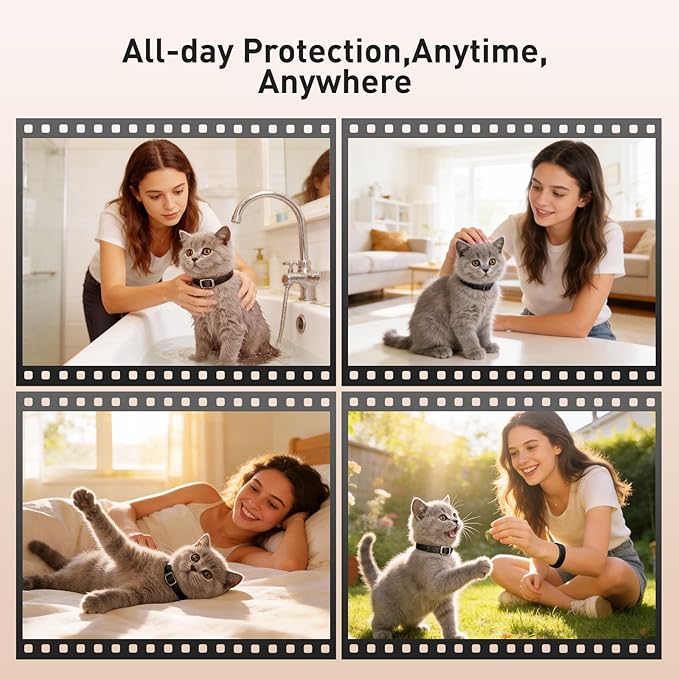 Flea and Tick Collar for Cats, 4 Pack Cat Flea Collar with Natural Essential Oils, Adjustable for All Cats & Kittens
