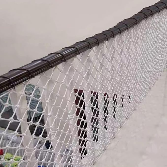 SCITOY Rope Net for Playground Safety Net in White Nylon Child pet Cat Safety Anti-Fall Net for Stair Railings Balcony Patio Protection 5cm mesh,2x3m(7x10ft)