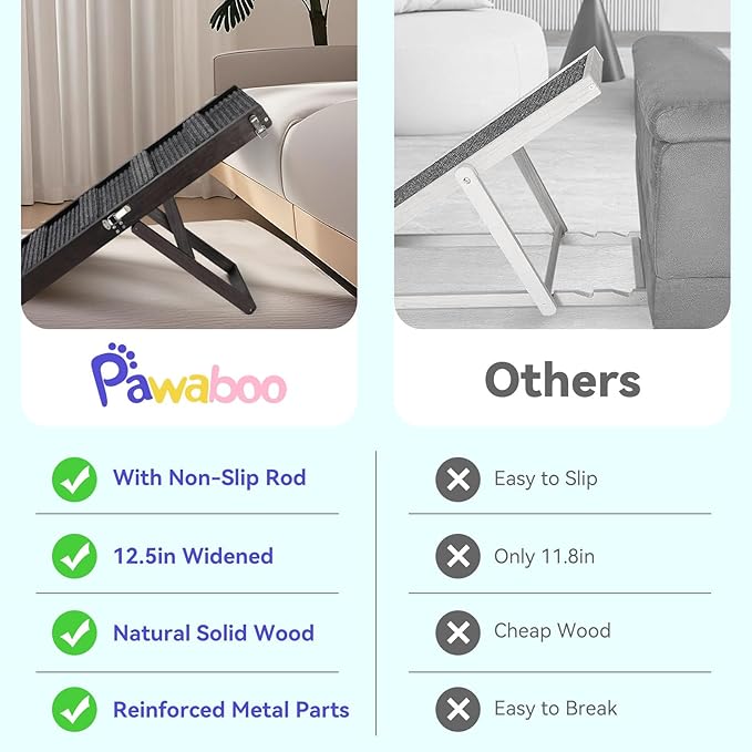 2026 Upgraded Dog Ramp for Couch, Foldable Small Dog Ramp for Sofa, 4 Adjustable Height from 13'' to 21", Portable Stable Pet Step with Non-Slip Pad, Pet Ramps Use for Couch Stairs, Black