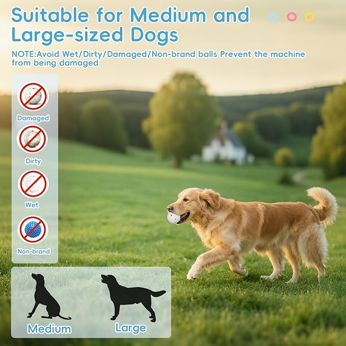 FAHKNS Automatic Dog Ball Launcher,Dog Ball Thrower Machine with 40-80Ft 3 Launching Distance,Interactive Toys for Medium/Large Dogs, Indoor & Outdoor with 8 Balls (2.5"),Remote Control Thrower -Blue