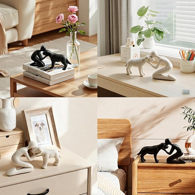 Dog Memorial Statues – Dog Memorial Gifts for Loss of Dog, Pet Memorial Ornament, Pet Sympathy Remembrance Gift (Black)