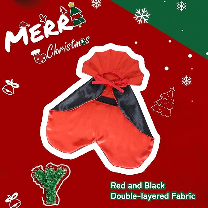 ROSAUI Halloween Pet Vampire Cape – 19.69″ Adjustable Red & Black Costume for Medium Dogs (Beagle, Shiba Inu, French Bulldog) Spooky Outfit with Stand-Up Collar (M Size)