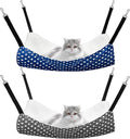Jetec 2 Pack Cat Hammock for Cage, Catio Accessories Reversible Soft Cats Bed with Adjustable Straps and Hooks Double-Sided Linen and Fleece Hanging Hammock for Cats, Kitten(Pentagram,L)