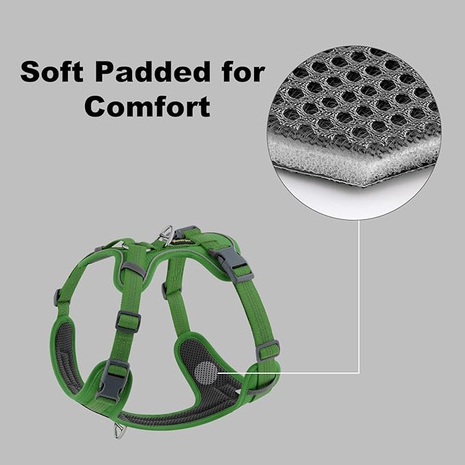 Plutus Pet No Pull Dog Harness, Release at Neck, Soft Padded, Reflective Adjustable Dog Vest Harness for Small, Medium, Large Dogs(Green, M)