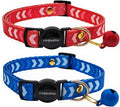 2 Pack Breakaway cat Collars with Bell,Safety Quick Release Pendant Cute Kitten Collar,Adjustable 20-30cm (Red+Navy, 20-30cm)