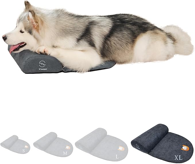 Dog Bolster Pillow for Extra Large Dogs, Benefit for Cervical Vertebra and Neck, Easy to Carry When Traveling, with High Resilience Foam, Machine Washable Cover＆Easy to Clean (Dark Gray, XL)