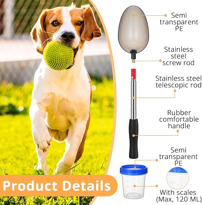 Nuanchu 4 Pcs Dog Urine Collection Kit Includes Pet & Cat Telescopic Urine Sample Collection, Pee Test Strips, Reusable Spoons and Cups for Veterinary Supplies