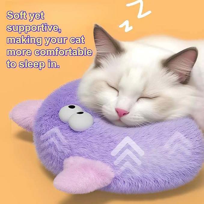 Pet Pillow for Small Medium Dogs Cats, Soft Neck Calming Washable Sleep Pillow for Better Sleep, Reduces Anxiety (Purple Monster)