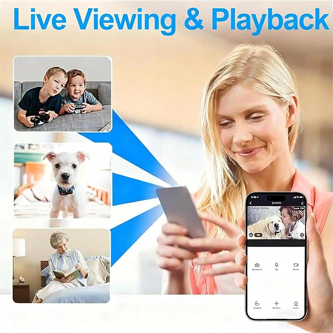 WiFi Wall Clock Camera 1080P, Indoor Security Camera with Motion Detection, Mini Wireless Cam with APP Control, Pet Surveillance for Home Security, Indoor, Office