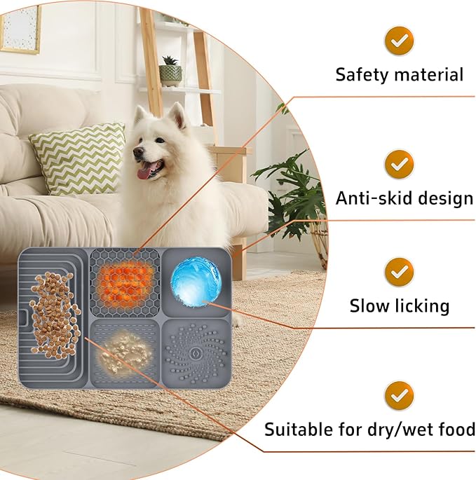 Slow Feeder Pet Licking Mat for Dogs & Cats - Food-Grade Silicone Non-Slip Pad, BPA-Free, Easy to Clean for Grooming & Bath Time