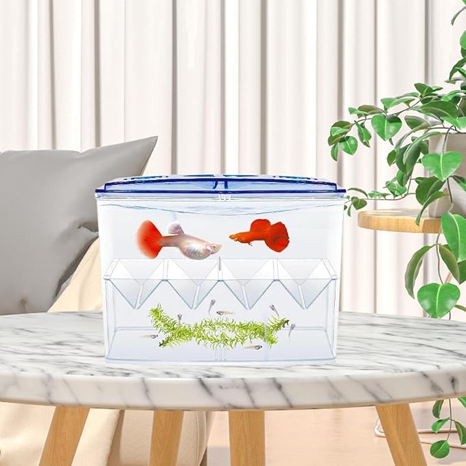 Fish Breeding Box Isolation Hatchery 7.09x3.74x5.31 Inch Transparent PP Floating Tank for Guppy Shrimp Baby Fish