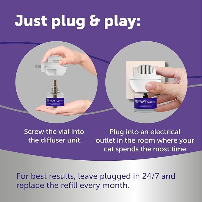 FELIWAY Optimum 6 x 30 Day Cat Calming Refills for Pheromone Diffuser, 6 x 48ml Value Pack - Helps Reduce Common Signs of Stress in Cats & Kittens, Enhanced Calming