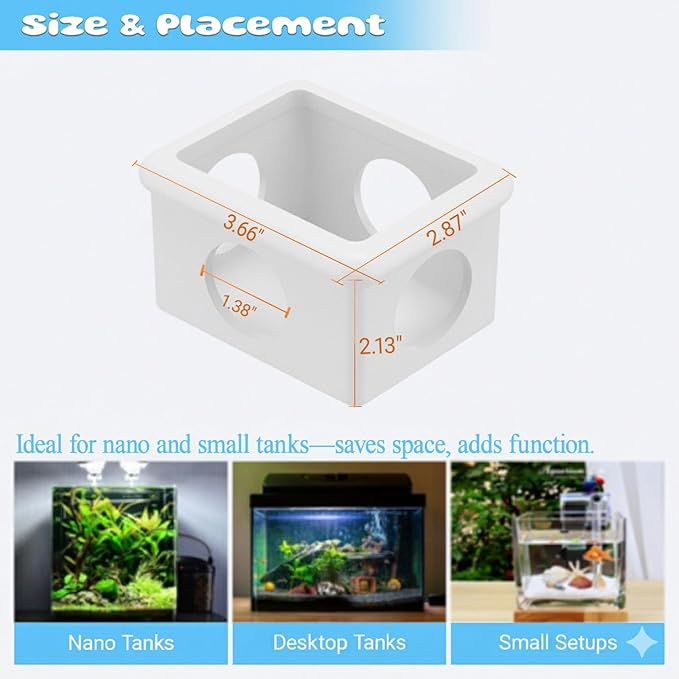 White Floating Betta Hideout with Round Side Holes – 3D Floating Breeding Box & Resting Cave with Window – Feeding Platform, Fish Shelter & Hammock for Betta, Guppies, Nano Tanks & Small Aquariums