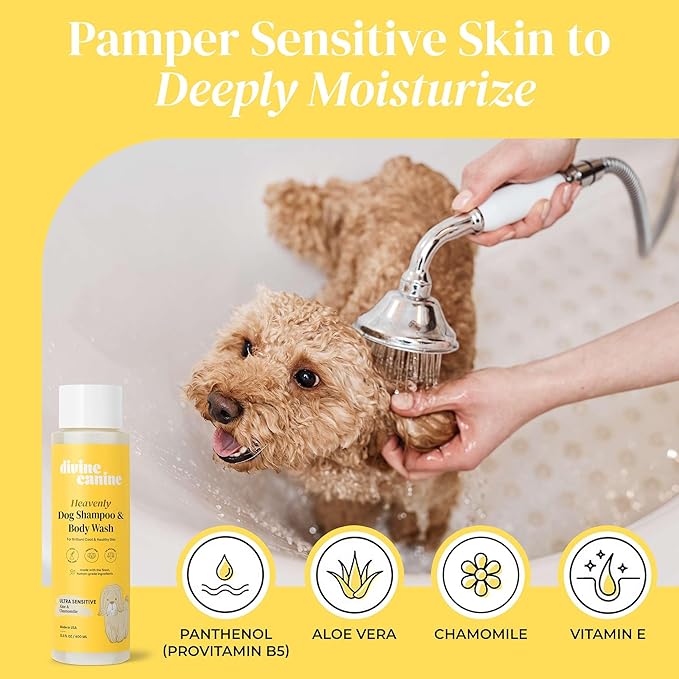 Dog Shampoo and Body Wash - 13.5 Fl Oz of Ultra Sensitive Dog Wash - Made with Aloe and Chamomile for a Healthy Skin and Coat - Made in The USA